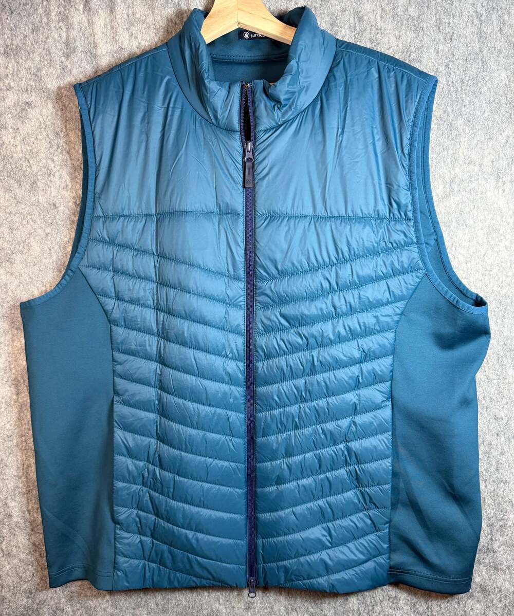 Turtleson Holladay Vest Quilted Mens 3XL Teal Blue Golf Full Zip